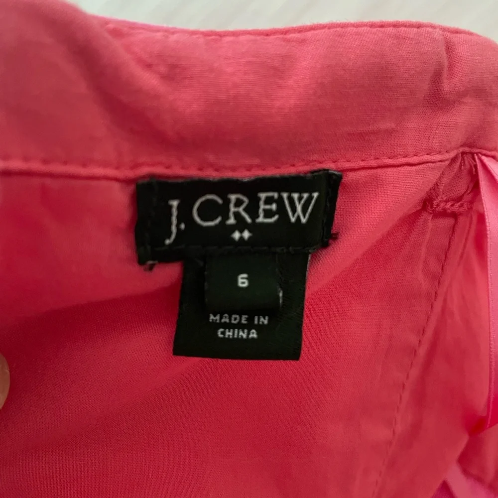 J. Crew Flamenca Neon Hot Pink Strapless Ruffle Cocktail Dress Cotton Sz 6 - Picture 13 of 16